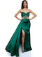 Maxi Φόρεμα για Γάμο / Βάπτιση Strapless Σατέν Σατέν (Satin)