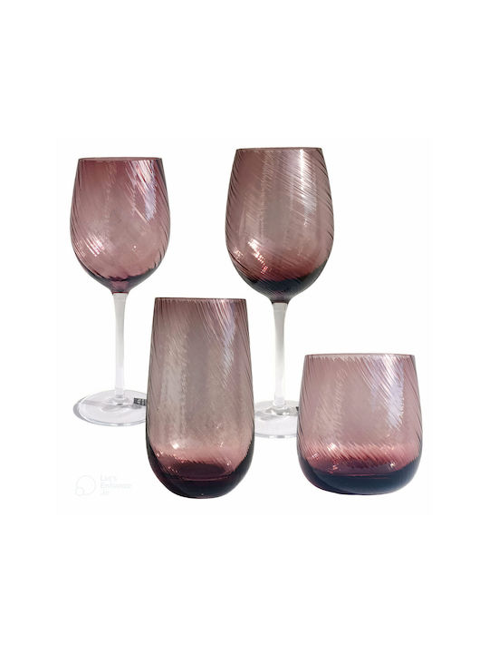 HFA Set of Glasses Water made of Glass in Purple Color 580ml 6pcs