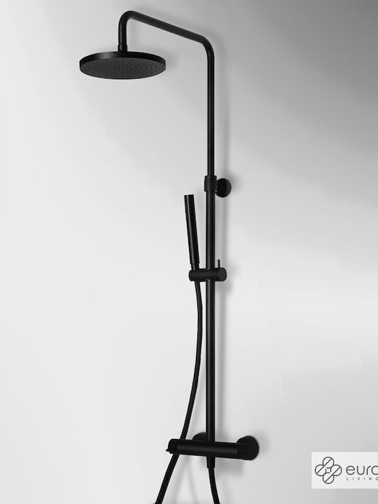 Adjustable Shower Column with Mixer Black