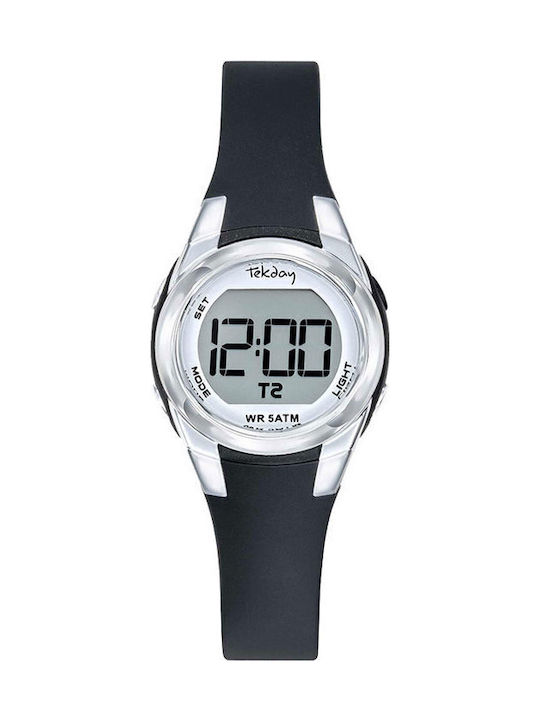 Tekday Strap Ψηφιακό Παιδικό Ρολόι 26mm Μαύρο με Καουτσούκ Λουράκι