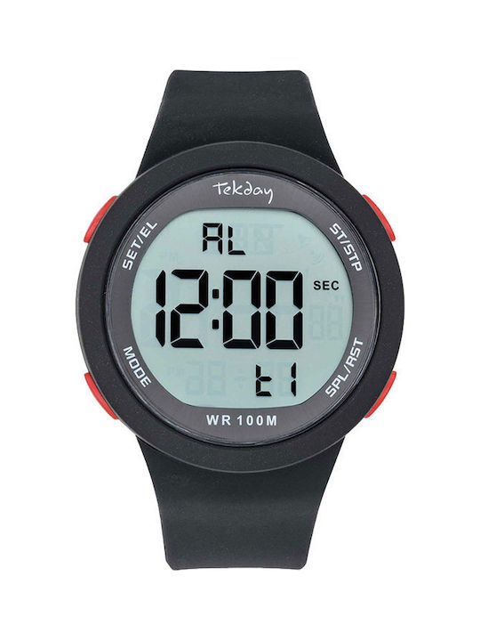 Tekday Digital Uhr Chronograph Batterie mit Schwarz Kautschukarmband