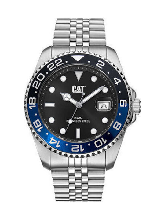 CAT Ανδρικό Ρολόι 43mm Μπαταρίας με Ασημί Μεταλλικό Μπρασελέ
