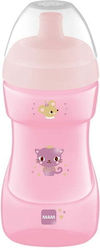 Mam Sports Cup Educational Sippy Cup Silicone Pink Cat for 12m+m+ 330ml