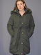 Lang Damen Puffer Jacke für Winter Green (Green)
