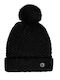 Pom Pom Beanie Beanie Knitted in Black color