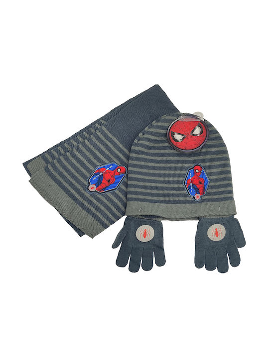 Gift-Me Kids Beanie Set with Scarf & Gloves Knitted Gray