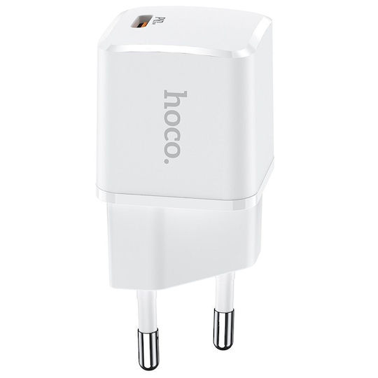 Hoco Φορτιστής Χωρίς Καλώδιο με Θύρα USB-C 20W Power Delivery Λευκός (N10)