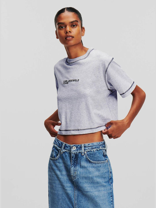Karl Lagerfeld Damen Crop T-Shirt Gray