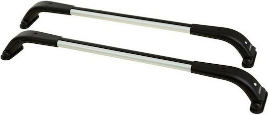 Hermes Aluminum Car Roof Bars GS2 85cm for Mazda 2 5D Hatchback 2007-2014 Set with Roof Rack Legs and Lock Silver