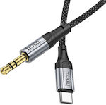 Hoco Împletit USB 2.0 Cablu USB-C bărbătesc - 3,5 mm de sex masculin Negru 1m