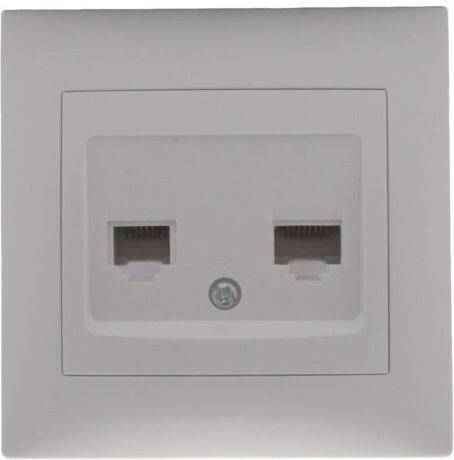 Redled Διπλή Πρίζα Δικτύου και Τηλεφώνου RJ45/RJ11 με Πλαίσιο Τύπου Cat6 σε Λευκό Χρώμα 27469