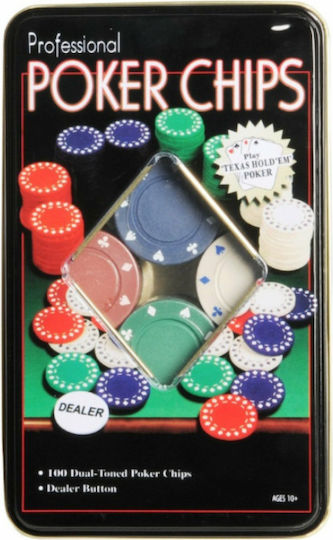 Poker Set Set 100 Poker Chips 11.5gr in Metallic Box