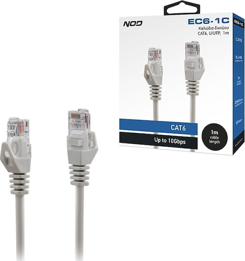 NOD U/UTP Cat.6 (Gigabit) Καλώδιο Δικτύου Ethernet 1m Γκρι