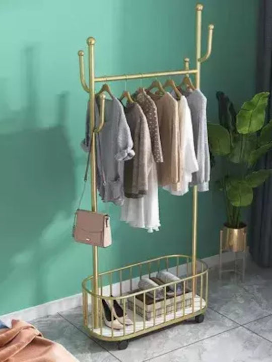 Viosarp Floor Garment Rack made of Metal Gold 60x32x170cm