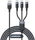 Joyroom S-1T3018A18 Braided USB to Lightning / Type-C / micro USB Cable 3.5A Μαύρο 1.2m