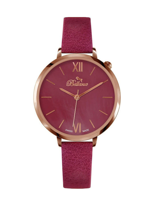 Bellevue Damen Uhr mit Rosa Lederarmband