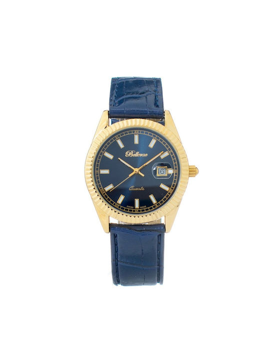 Bellevue Uhr mit Blau Lederarmband