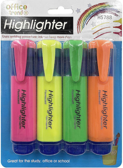 Justnote Justnote Underline Marker Underline 5mm Various Colours Set=4 Pieces