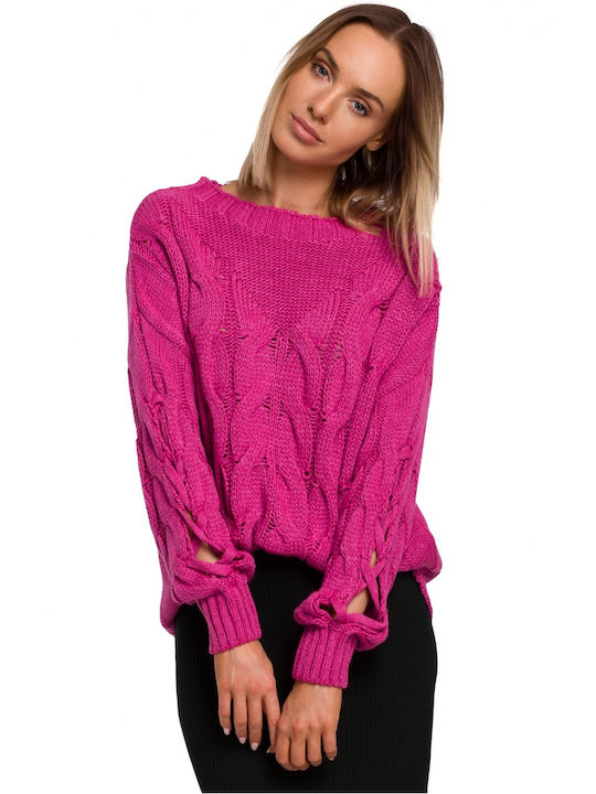 MOE Damen Langarm Pullover Fuchsie