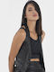Women's Blouse Leather Sleeveless Black