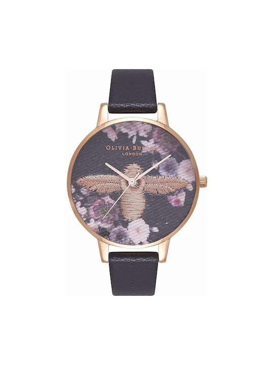 Olivia Burton Watch with Black Leather Strap