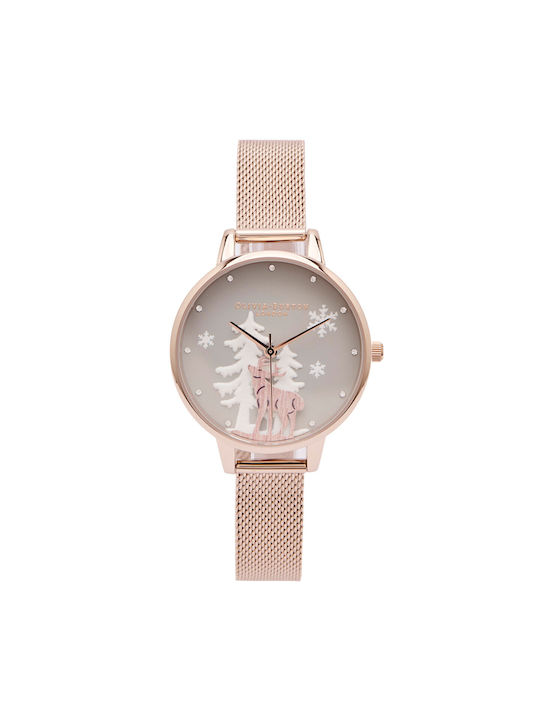 Olivia Burton Watch with Pink Gold Metal Bracelet