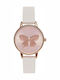 Olivia Burton Γυναικείο Ρολόι 30mm Μπαταρίας με Λευκό Δερμάτινο Λουράκι
