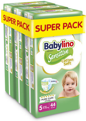 Babylino Tape Diapers Sensitive Cotton Soft Sensitive No. 5 for 11-16 kgkg 134pcs