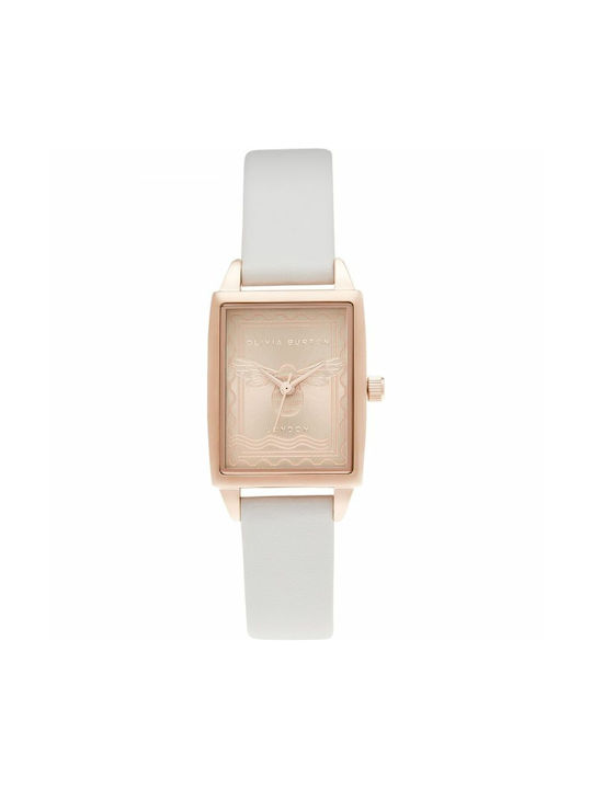 Olivia Burton Watch with White Leather Strap