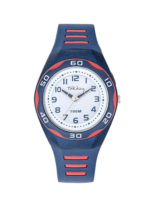 Tekday Watch with Blue Rubber Strap