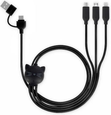 Legami Milano LED USB to Lightning / Type-C / micro USB Cable 2.8A Πολύχρωμο 0.28m (CCA0002)