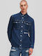 Μακρυμάνικo Τζιν Overshirt σε Κανονική Γραμμή Dark Aged Denim