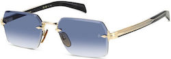 David Beckham Db Sunglasses Χρυσά with Metal Frame & Blue Lens