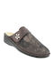 Leather Winter Women's Slippers Brown