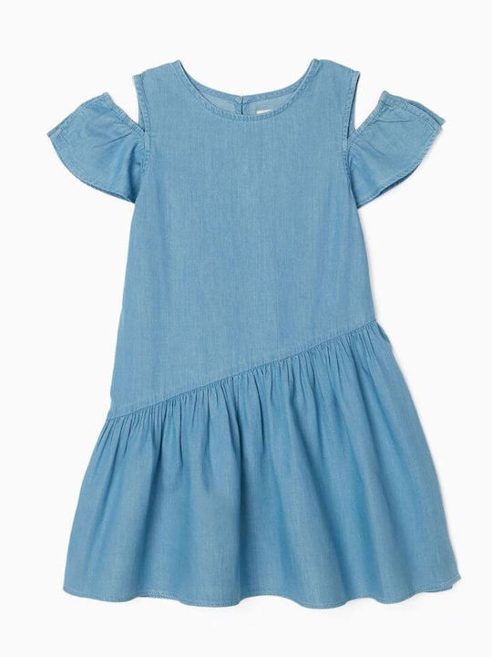 Zippy Παιδικό Φόρεμα Τζιν Πουά Κοντομάνικο μπλε