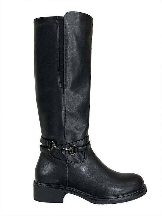 Ustyle Synthetic Leather Women's Boots with Zipper Black