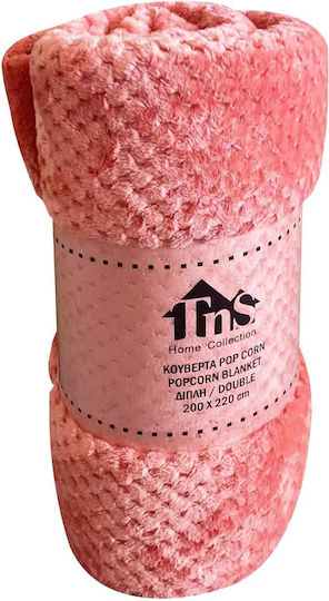 TnS Pop Corn Одеяло Кадифе Двойно 200x220см Розовеещо