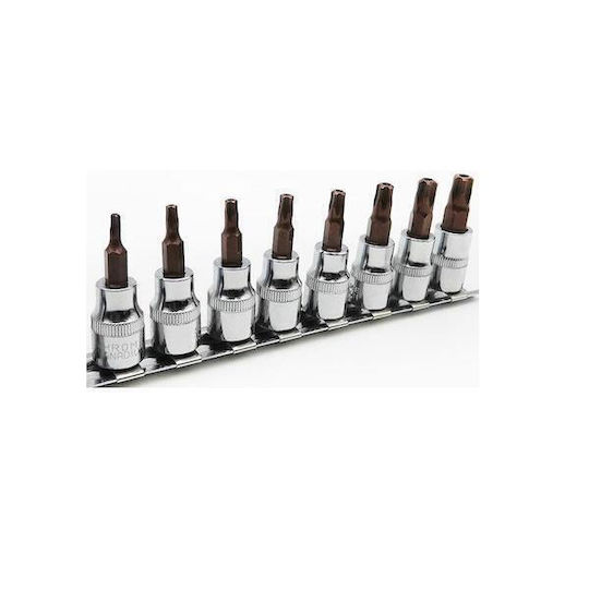 Bit-Stecknüsse mit Bits Torx und Antriebsvierkant 3/8'' Set 8Stück