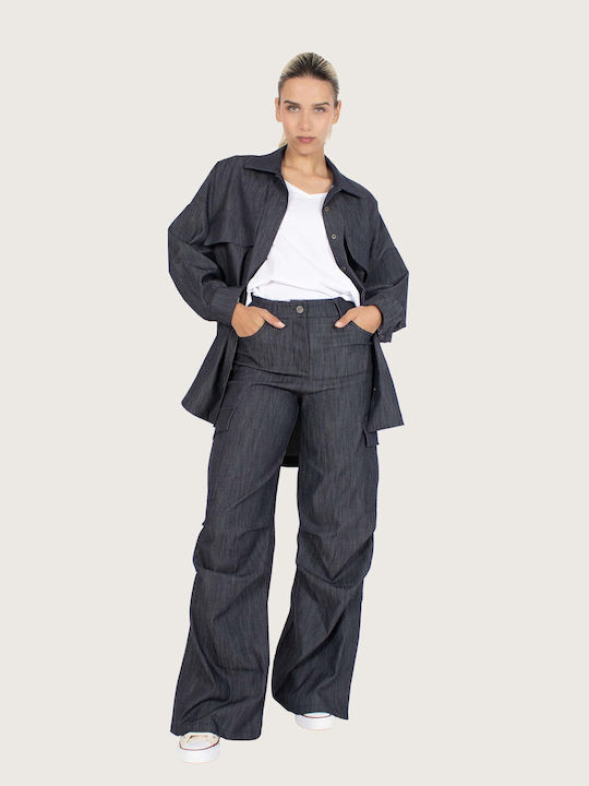 Innocent Women's Cotton Cargo Trousers Blue