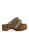 Mules with Chunky High Heel in Tabac Brown Color