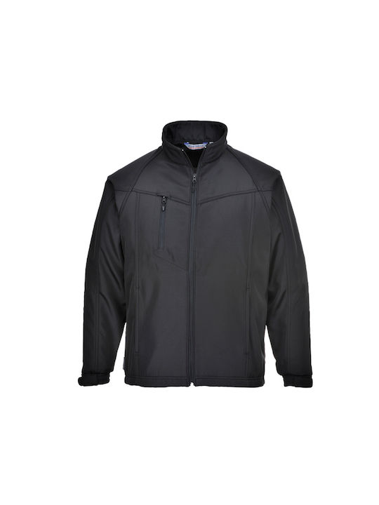 Portwest Work Jacket Softshell with Fleece Lining Black