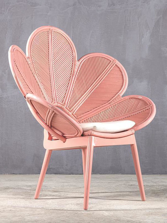 Πολυθρόνα Εξωτερικού Χώρου Rattan Ροζ 76x100x134εκ.