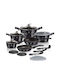Berlinger Haus Cookware Set of Cast Aluminum with Stone Coating Carbon Pro 18pcs