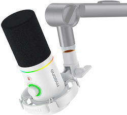 Maono Dynamic Microphone with XLR to USB Cable Shock Mounted/Clip On for Voice In White Colour