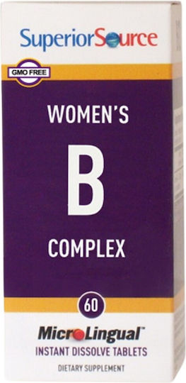 Superior Source Women's B-complex Витамин за Енергия, Косата & Кожата 60 подезични таблетки
