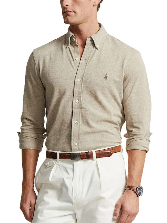 Long-sleeved Cotton Shirt Beige