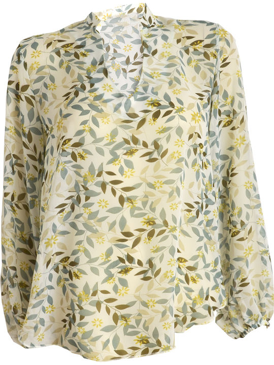 Coocu Women's Floral Long Sleeve Shirt Green