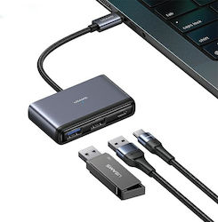 Usams USB 3.0 Hub 5 Porturi cu conexiune USB-C Gri