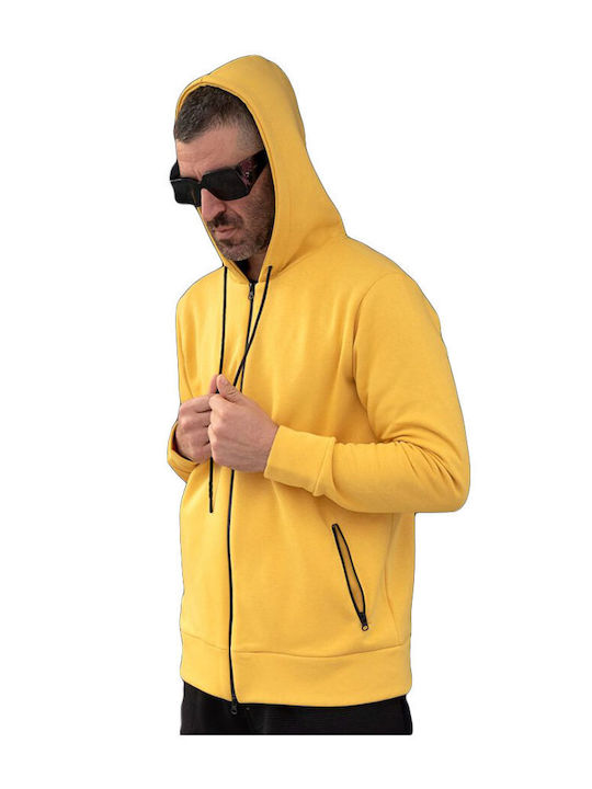 i Clothing Jachetă cu fermoar pentru bărbați cu glugă și buzunare Yellow