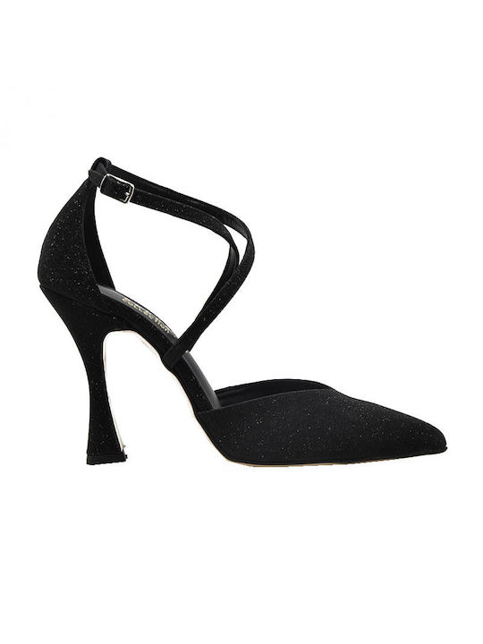 Ellen Pumps mit Chunky hohem Absatz Black Glitter